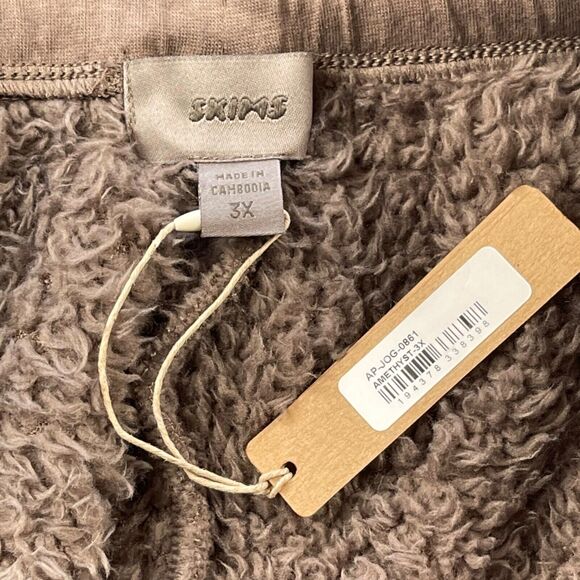 Skims Jogger Women Plus 3X Amethyst Tan Brown Teddy Sherpa Zip Pocket Drawstring - Picture 6 of 7